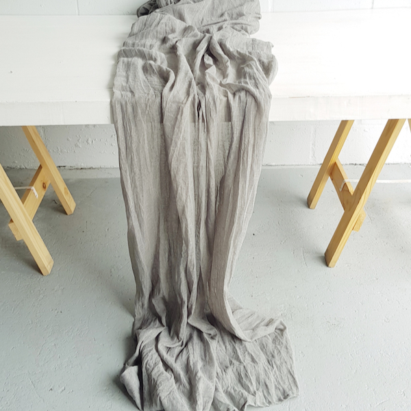 Indi Cheesecloth Table Runner - Dark Grey